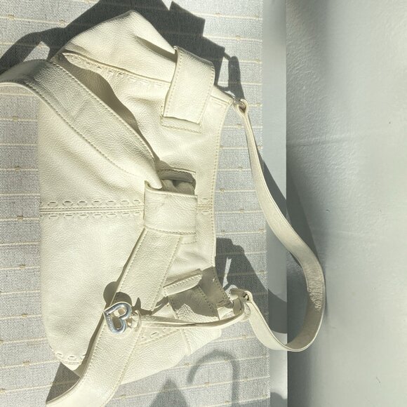 Brighton Leather Hobo Bag Handbag Ivory Bow Detail Coquette Retro - Picture 5 of 15